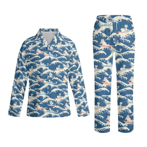 "Surfing Whiskers" - Long-Sleeve Pajama Set