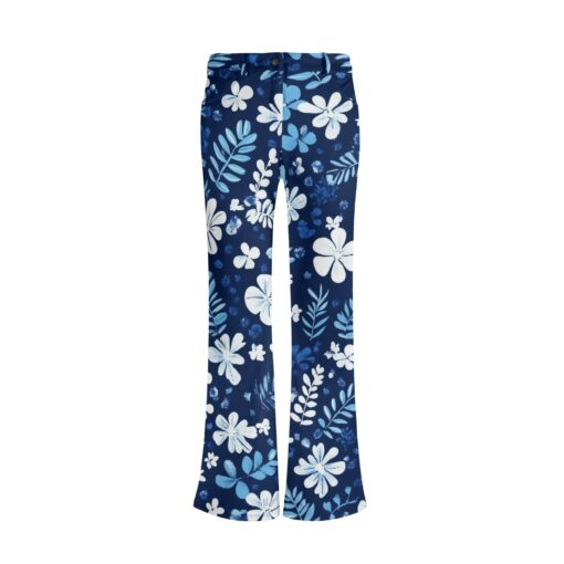 "Midnight Blooms" - Women's Print Elegant Flare Pants