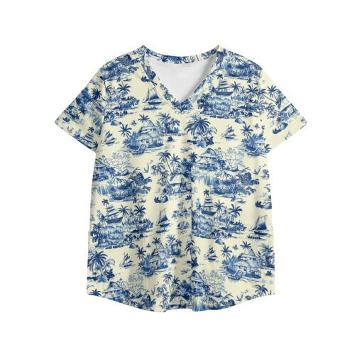 Women's Printed V Neck Workwear Nursing Tops