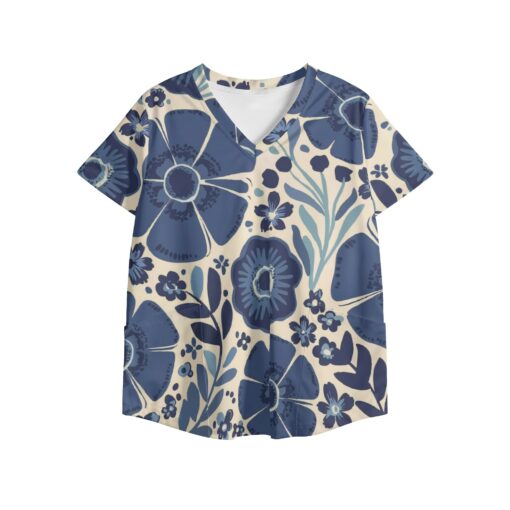 Women's Printed V Neck Workwear Nursing Tops