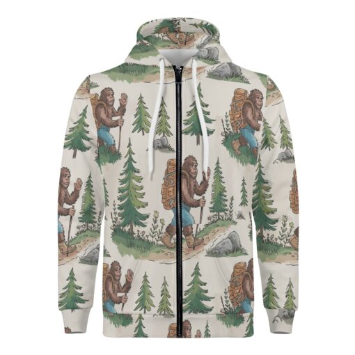 “Bigfoot: Nature Lover I” – Catiki Originals Warm Unisex Zip-Up Hoodie