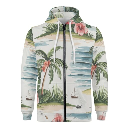 “Island Hopping I” – Catiki Originals Warm Unisex Zip-Up Hoodie