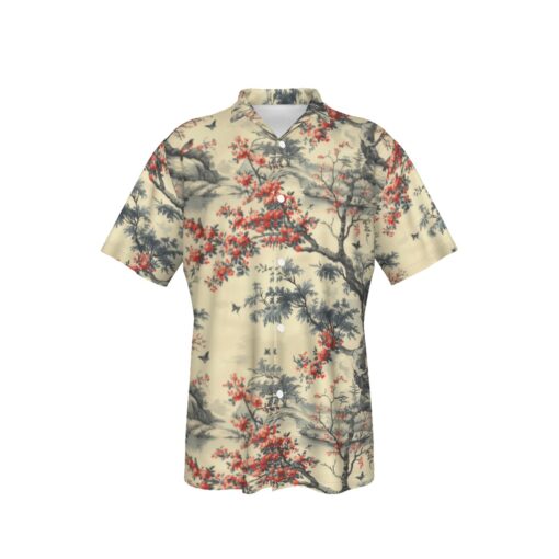 All-Over Print Men's Hawaiian Shirt With Button Closure