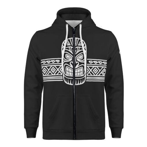 “Tiki Mask I” – Catiki Originals Warm Unisex Zip-Up Hoodie