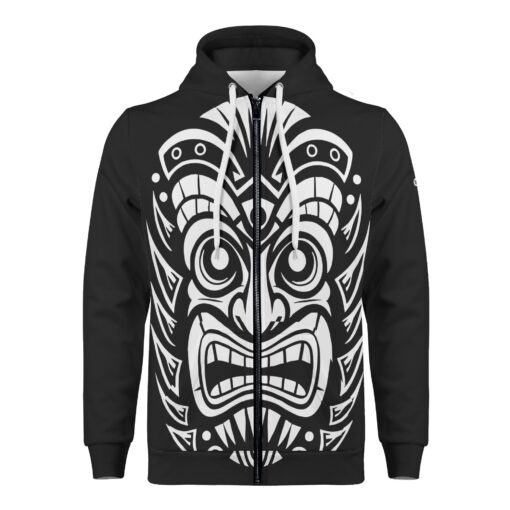 “Tiki Mask I” – Catiki Originals Warm Unisex Zip-Up Hoodie