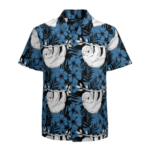 Midnight Bloom Sloth  - Catiki Hawaiian Beachcomber Tiki Shirt