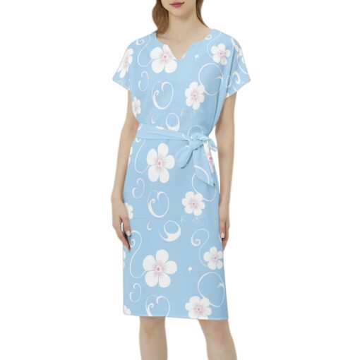 The Ocean Breeze Blooms Collection – Casual Dress with Belt